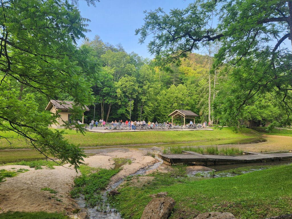 The Hoedown Island pavilion at Natural Bridge State Resort Park